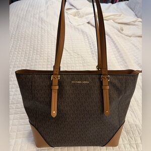 Michael Kors Brown Signature Tote with Leather Straps